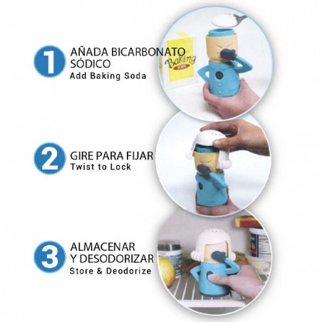 Refrigerator deodorizer, eliminates odors easily and quickly.