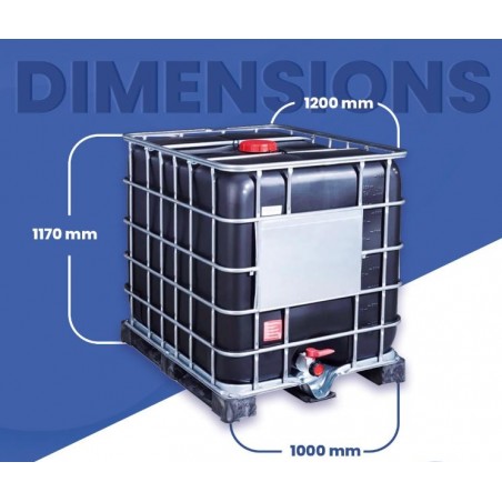 Graf Black Anti-UV Rainwater Harvester, 1000 Liter Tank, Plastic Pallet, Rainwater Tank