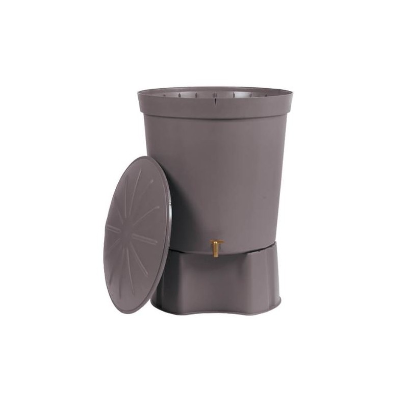 Serbatoio d'acqua in polipropilene da 300 L. Recuperatore d'acqua 82x86 cm, con base di supporto 53 x 33 cm, grigio Serbatoio d'acqua in polipropilene da 300 L. Recuperatore d'acqua 82x86 cm, con base di supporto 53 x 33 cm, grigio