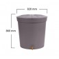 Réservoir d'eau en polypropylène 300 L. Recuperateur d Eau 82x86 cm, avec socle de support 53 x 33 cm, gris