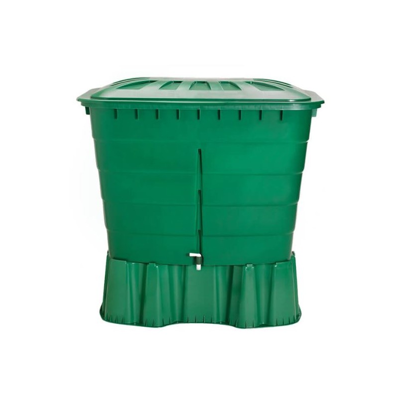 Depósito de agua de polipropileno 500 L Graf. Recuperador de agua 124x80x92 cm, con base 124x80x33 cm, verde