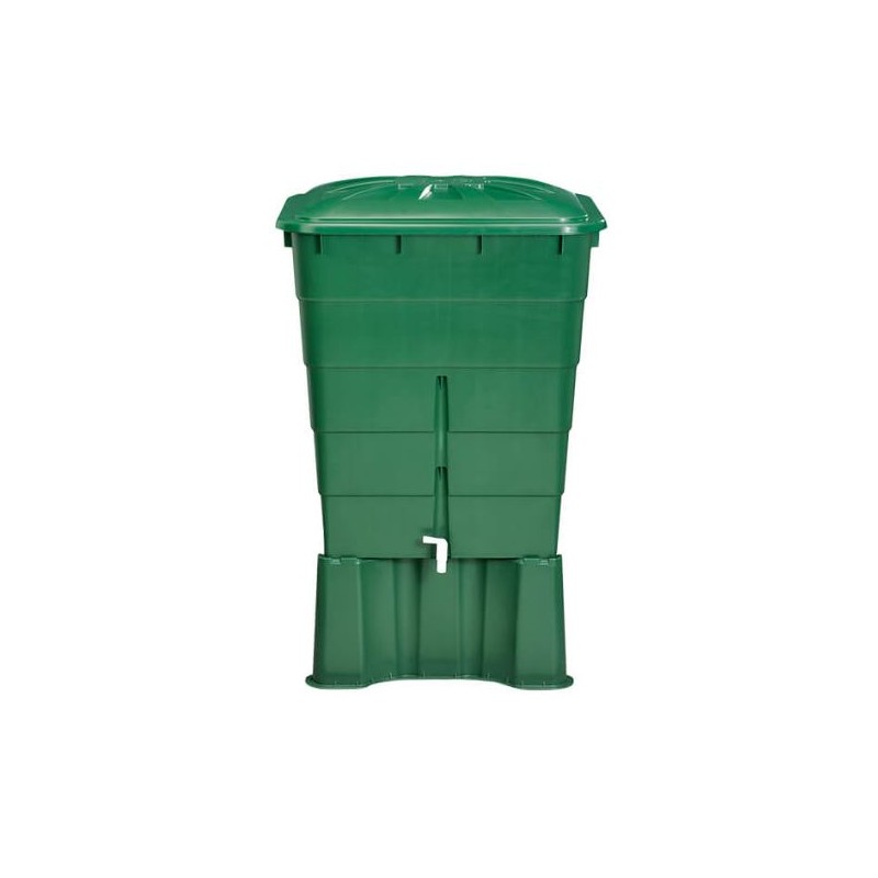 Réservoir d'eau en polypropylène 300 L. Recuperateur d Eau 66x80x92 cm, avec socle de support 60x60x33 cm, vert