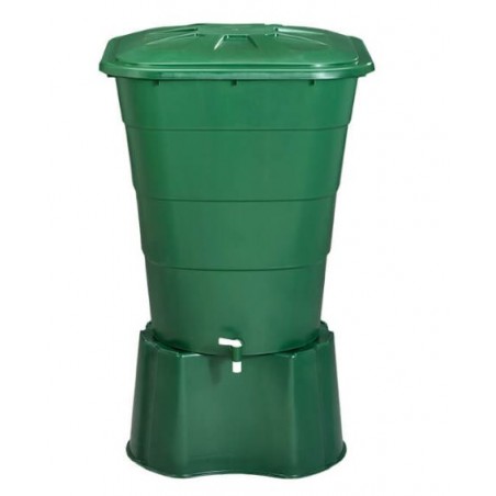 Depósito de agua de polipropileno 200 L Graf. Recuperador de agua 70x70x82 cm, con base 60x60x33 cm, verde