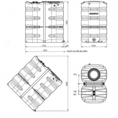Rechteckiger Wassertank für Trinkwasser 3000 Liter aus Polyethylen Schütz, 172x115x185 cm