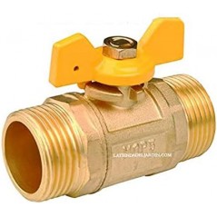 Brass gas butterfly valve, 1/2" - 20mm. PN5 approved butterfly valve for ducted gas. 1/2" male plumbing valve.