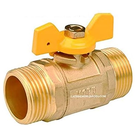 Llave de paso mariposa Latón gas 3/4'' - 25mm. Válvula palomilla homologada GAS Canalizado. PN5. Válvula 3/4'' macho fontanería