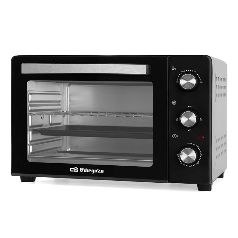 Forno elétrico Orbegozo HO300 de 30 litros. Potência: 1.500 W. Seletor de temperatura: 100 - 230 °C.