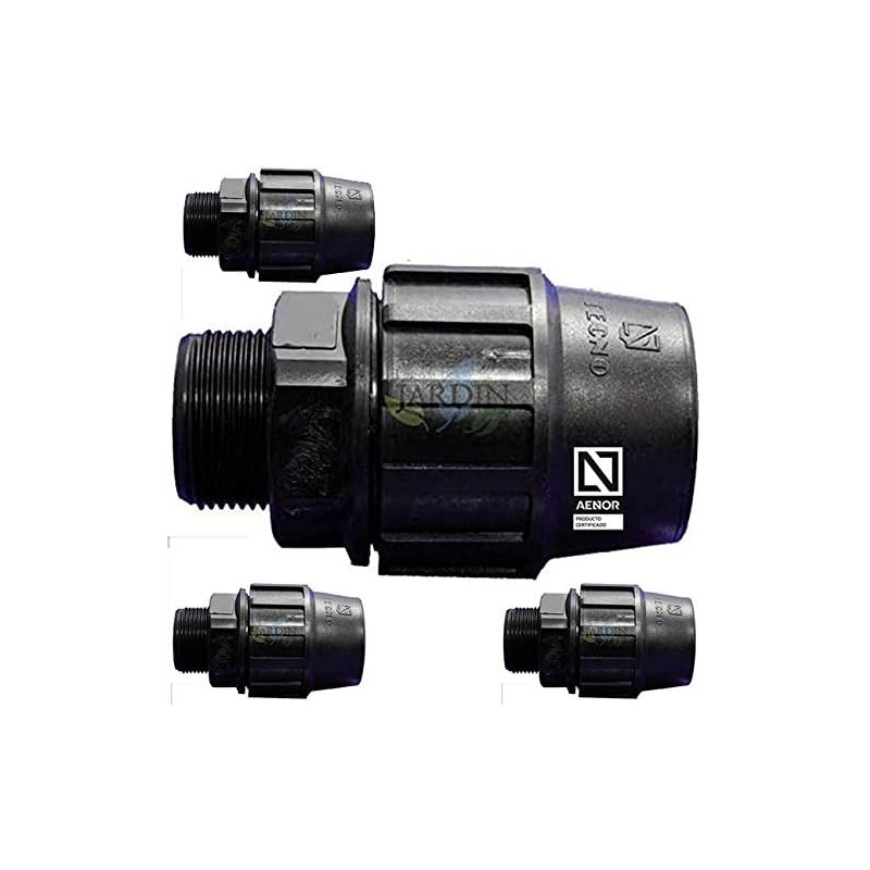 4 x Male Polyethylene Link 40mm x 1 1/4''. Product with AENOR certificate for 40 mm PE pipes for plumbing and irrigation