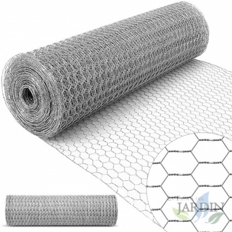 Malla metalica hexagonal antitorsion 0,5 x 10 m, cuadros 19mm para cercados, granjas, animales