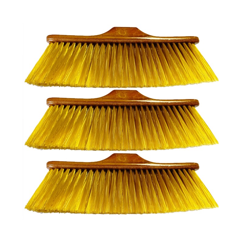 3 x Brosse à Balai pour surfaces délicates, brosse de balayage, poils doux, ne laisse aucune trace. Recommandé Parquet, 32x11x8 