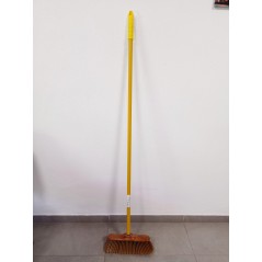 Balai pour surfaces délicates, brosse de balayage, poils souples, recommandé pour parquet, 32x11x8 cm + bâton jaune 140 cm