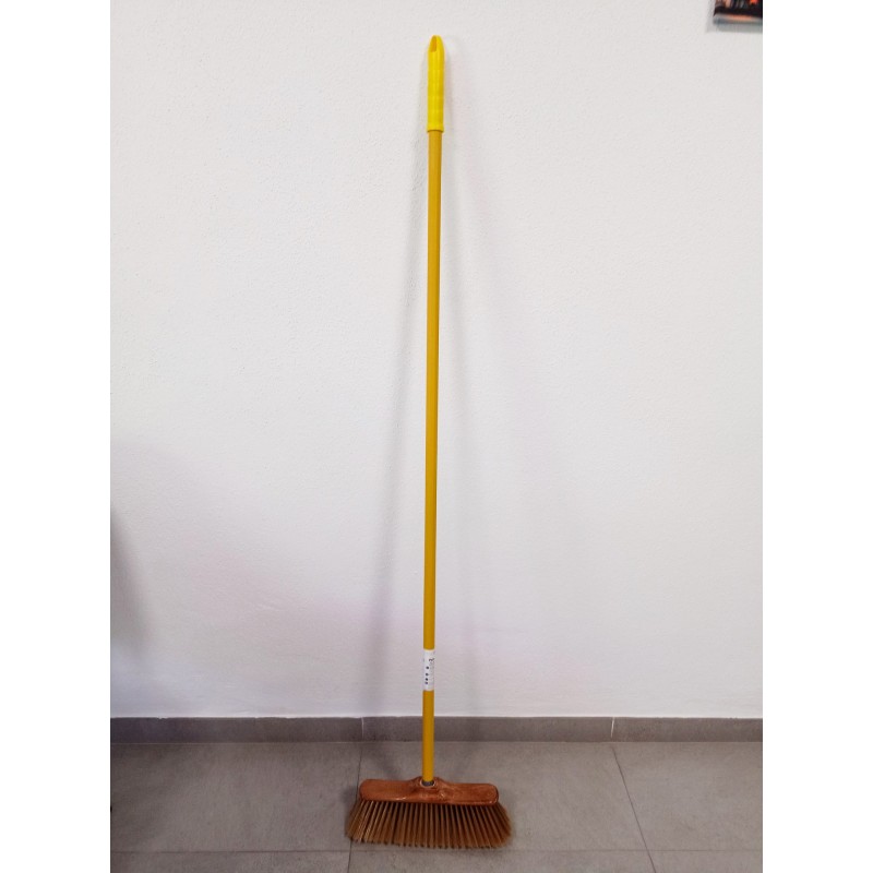 Vassoura para superfícies delicadas, escova de varredura, cerdas macias, recomendada para parquet, 32x11x8 cm + cabo amarelo 140