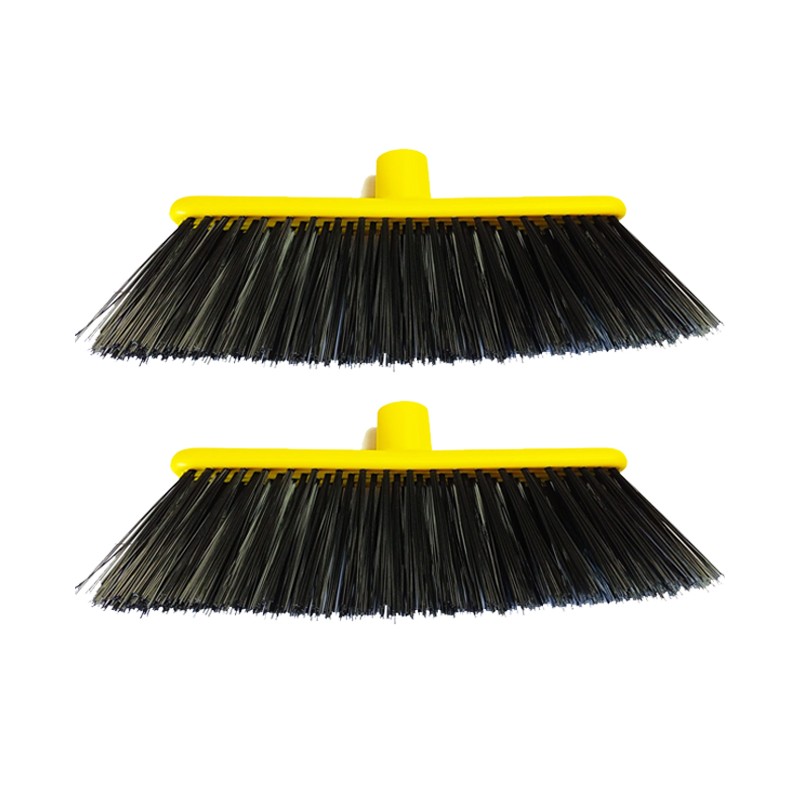 2 x Brosse à Balai de jardin spéciaux pour balayer le gazon artificiel, les tapis et l'extérieur, 33 x 15,5 x 11 cm, jaune