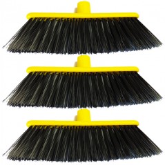 3 x Brosse à Balai de jardin spéciaux pour balayer le gazon artificiel, les tapis et l'extérieur, 33x15,5x11 cm, jaune