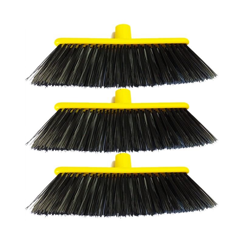 3 x Brosse à Balai de jardin spéciaux pour balayer le gazon artificiel, les tapis et l'extérieur, 33x15,5x11 cm, jaune