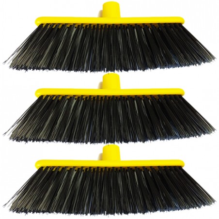 3 x Scopa speciale da giardino per spazzare erba artificiale, tappeti ed esterni, 33x15,5x11 cm, Giallo