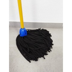 Mocio in microfibra con filo nero, filo universale, non graffia il pavimento, grande capacità di assorbimento