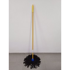MAX Pro Mikrofaser-Mopp mit schwarzem Faden + gelbem Stiel 140 cm, Universalfaden, verkratzt den Boden nicht, glatte, nicht raue