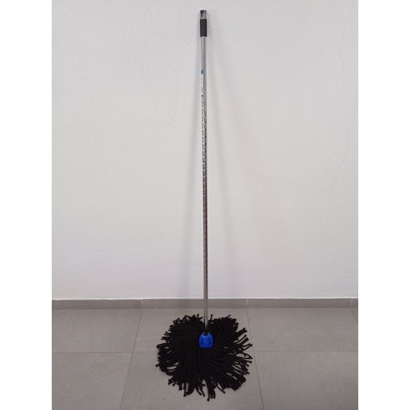 MAX Pro Mikrofaser-Mopp mit schwarzem Faden + 140 cm Diamantgriff, Universalfaden, verkratzt den Boden nicht, glatte, nicht raue