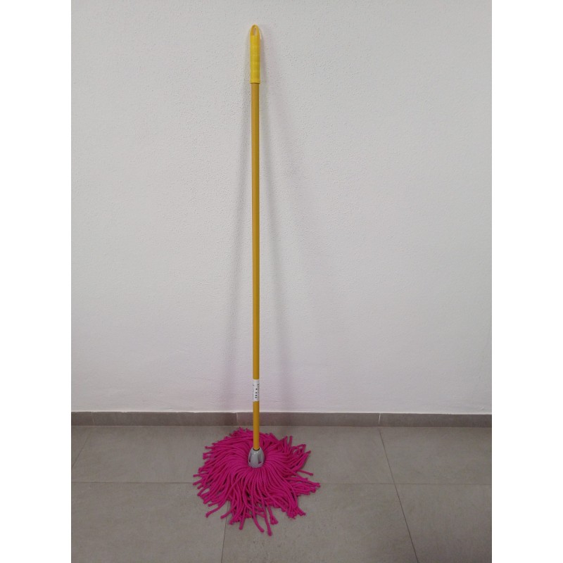 Fregona Microfibra MAX Pro de Hilo Rosa + Palo amarillo 140 cm, Rosca Universal, No Ralla el Suelo, Suelos Lisos No Rugosos Fregona Microfibra MAX Pro de Hilo Rosa + Palo amarillo 140 cm, Rosca Universal, No Ralla el Suelo, Suelos Lisos No Rugosos