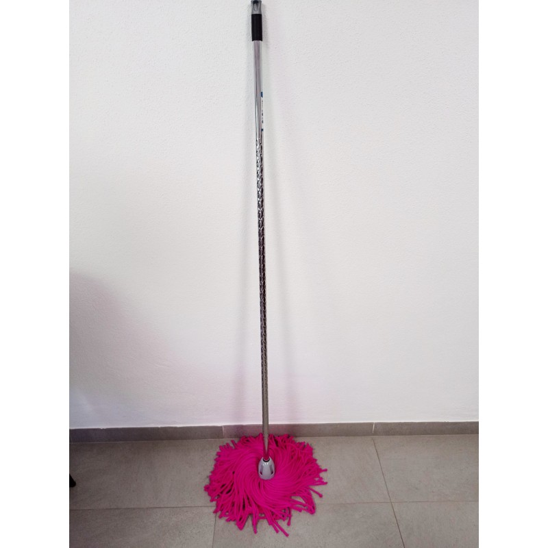 Balai microfibre MAX Pro avec fil rose + bâton diamant 140 cm, fil universel, ne raye pas le sol, sols lisses et non rugueux Balai microfibre MAX Pro avec fil rose + bâton diamant 140 cm, fil universel, ne raye pas le sol, sols lisses et non rugueux