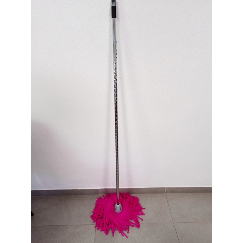 Balai microfibre MAX Pro avec fil rose + bâton diamant 140 cm, fil universel, ne raye pas le sol, sols lisses et non rugueux