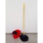 Professional Oval 16 L Red Mop Bucket with Wringer. Includes MAX Pro Microfiber Mop Black Thread and 140 cm Pole