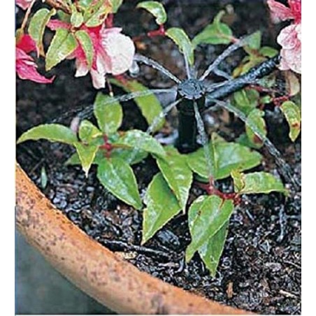 25 gotejadores ajustáveis 0-50 L/h com estaca para irrigação por gotejamento de vasos de flores, aspersores ajustáveis
