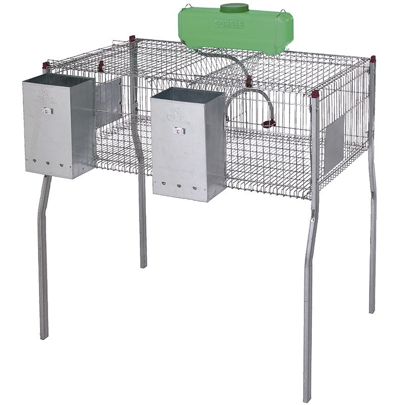 Gaiola galvanizada para coelhos com comedouros e bebedouros, piso de metal, 105x62x99 cm