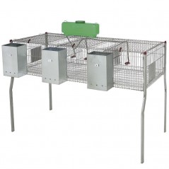 Galvanized Rabbit Cage with Hoppers and Drinkers, 3 Compartments, Metal Floor, 157x63x98 cm