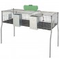 Gaiola galvanizada para coelhos com comedouros e bebedouros, 2 compartimentos, piso de plástico, 157x63x98 cm Gaiola galvanizada para coelhos com comedouros e bebedouros, 2 compartimentos, piso de plástico, 157x63x98 cm