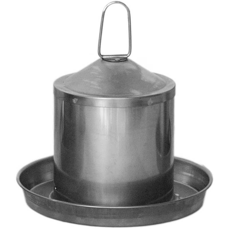 Abbeveratoio per polli 2L, in acciaio inox, antiruggine, senza BPA, senza bordi pericolosi, erogatore d'acqua per polli, 24x19 c
