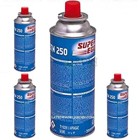 Set di 4 Cartucce di gas butano SuperEgo da 220 g per fornelli, cartuccia di gas da campeggio 250, bombole