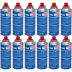 12 x SuperEgo 220g Butane Gas Cartridges for Stoves Burners, Camping Gas Cartridge 250, Cylinders