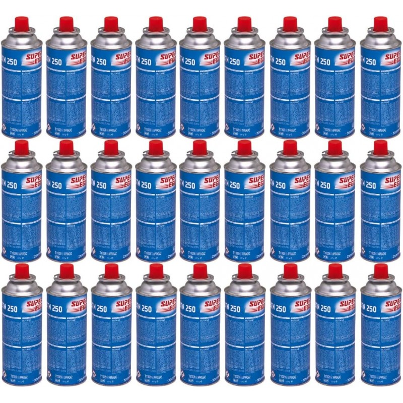 28 Cartouches de gaz butane SuperEgo 220 g pour réchauds, cartouches de gaz de camping, bouteilles 28 Cartouches de gaz butane SuperEgo 220 g pour réchauds, cartouches de gaz de camping, bouteilles