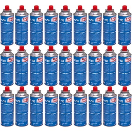 28 x Cartuchos de Gas Butano SuperEgo 220g para Hornillos Quemadores, Cartucho de Gas para Camping 250, Bombonas