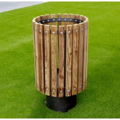 Moncayo waste bin made of wood, includes a lid to protect against odors and water ingress, measures 75x40x40 cm