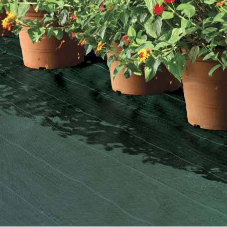 Malla Antihierbas verde 1 x 100 m, 105 gr/m2, Malla geotextil Permeable al Agua Transpirable. Protección contra Malas Hierbas