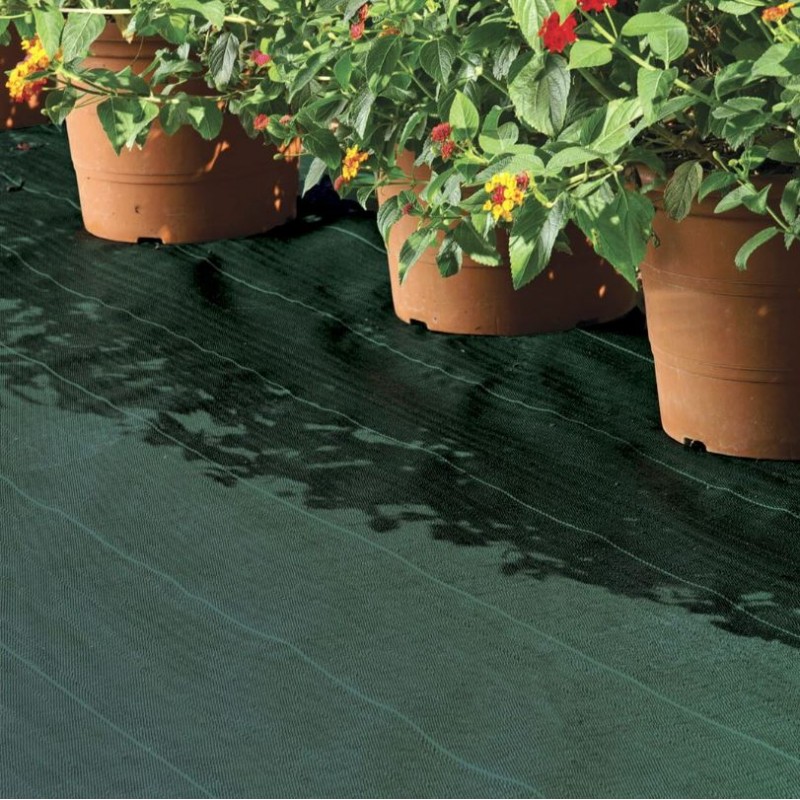 Rete anti-erbacce verde 1 x 100 m, 105 g/m2, rete geotessile traspirante e permeabile all'acqua. Protezione dalle erbacce.