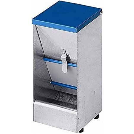 Mangiatoia per cani Hopper da 3,5 litri, Mangiatoia self-service zincata 17 x 14 x 32,5 cm