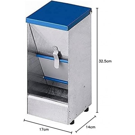 Comedouro para cães Hopper 3,5 litros, comedouro galvanizado self-service 17 x 14 x 32,5 cm