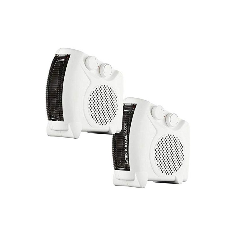 2 x Chauffage électrique ET-TV05 avec deux niveaux de chaleur et mode de ventilation à air froid, 1000W-2000W, blanc