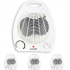 Radiateur électrique 4 x avec deux niveaux de chauffage et un mode ventilation, 1 000 W-2 000 W, ET-TV06, blanc