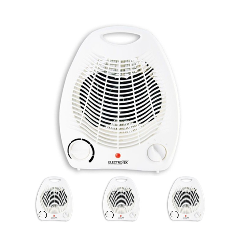 4 x Calefactor eléctrico con dos niveles de calor y modo de ventilación de aire frío, 1000W-2000W, ET-TV06, blanco