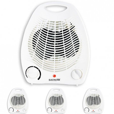 4 x Calefactor eléctrico con dos niveles de calor y modo de ventilación de aire frío, 1000W-2000W, ET-TV06, blanco