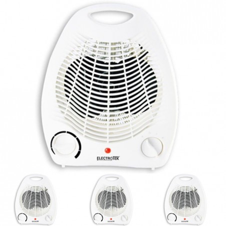 4 x Aquecedor Elétrico com Duas Configurações de Calor e Modo de Ventilação de Ar Frio, 1000W-2000W, ET-TV06, Branco