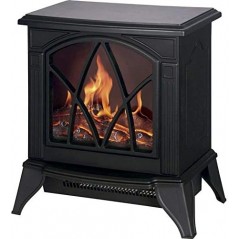 Cheminée électrique 900 W-1800 W avec effet flamme et deux niveaux de chaleur, 40 x 27 x 44 cm, noire