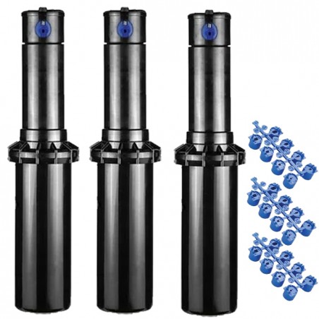 Pack 3 Aspersores de Riego Hunter PGP-04 3/4'' | Alcance 6,4 a 15,8 metros | Aspersor de Turbina ajustable PGP Ultra