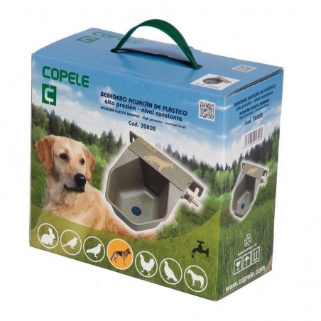 Automatische Hundetränke aus Kunststoff, 18 x 22 x 10 cm. Wandmontage möglich. Inklusive Ablassschraube.