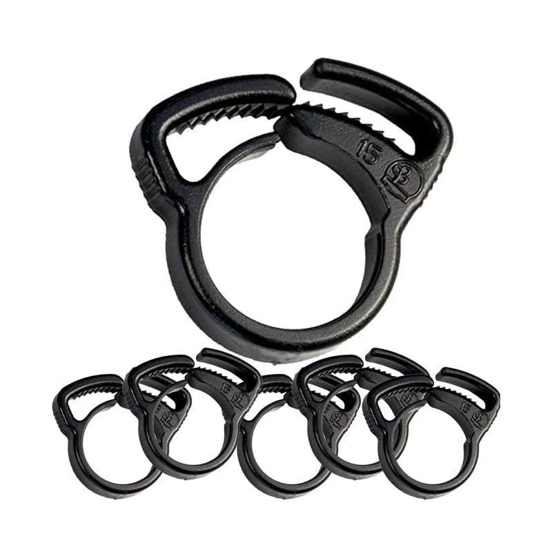10 morsetti per irrigazione a goccia da 16 mm, neri. Adatti per tubi da 16 mm, morsetti per tubi per irrigazione a goccia e giar